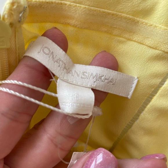 Jonathan Simkhai Womens 8 Yellow Gingham Cutout Ruffled Mini Dress Summer - Picture 5 of 9